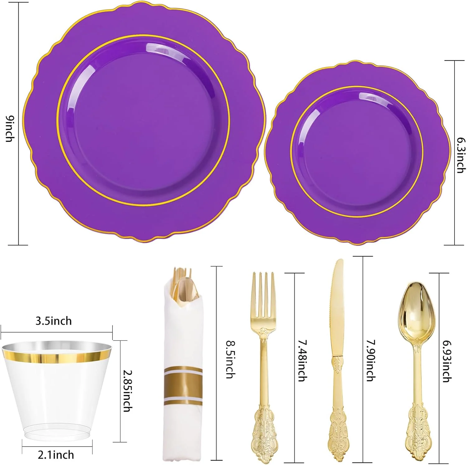 Purple Liacere Plates Disposable — view 12