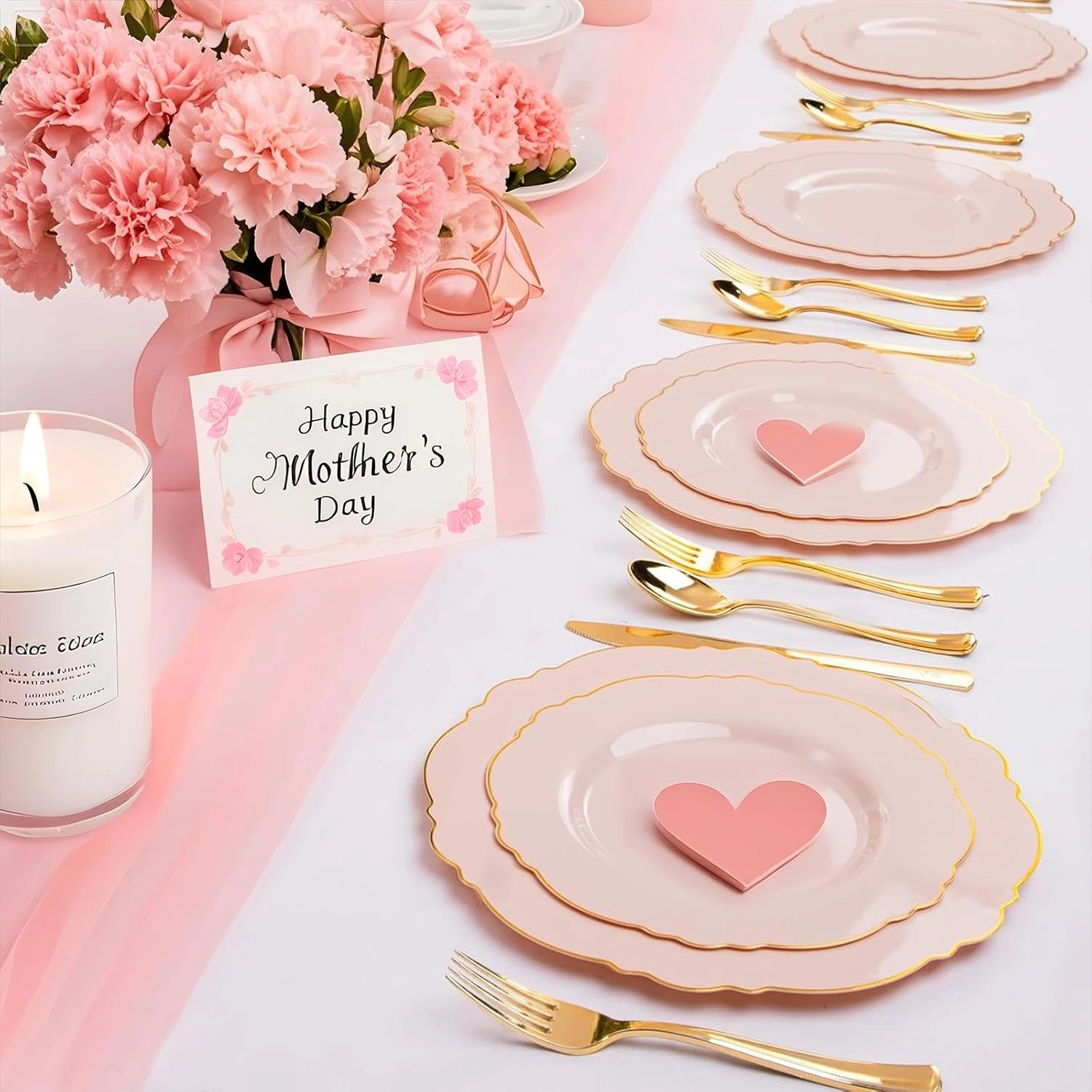 Pink And Gold Baroque Plastic Plates (100 Pieces) — view 13