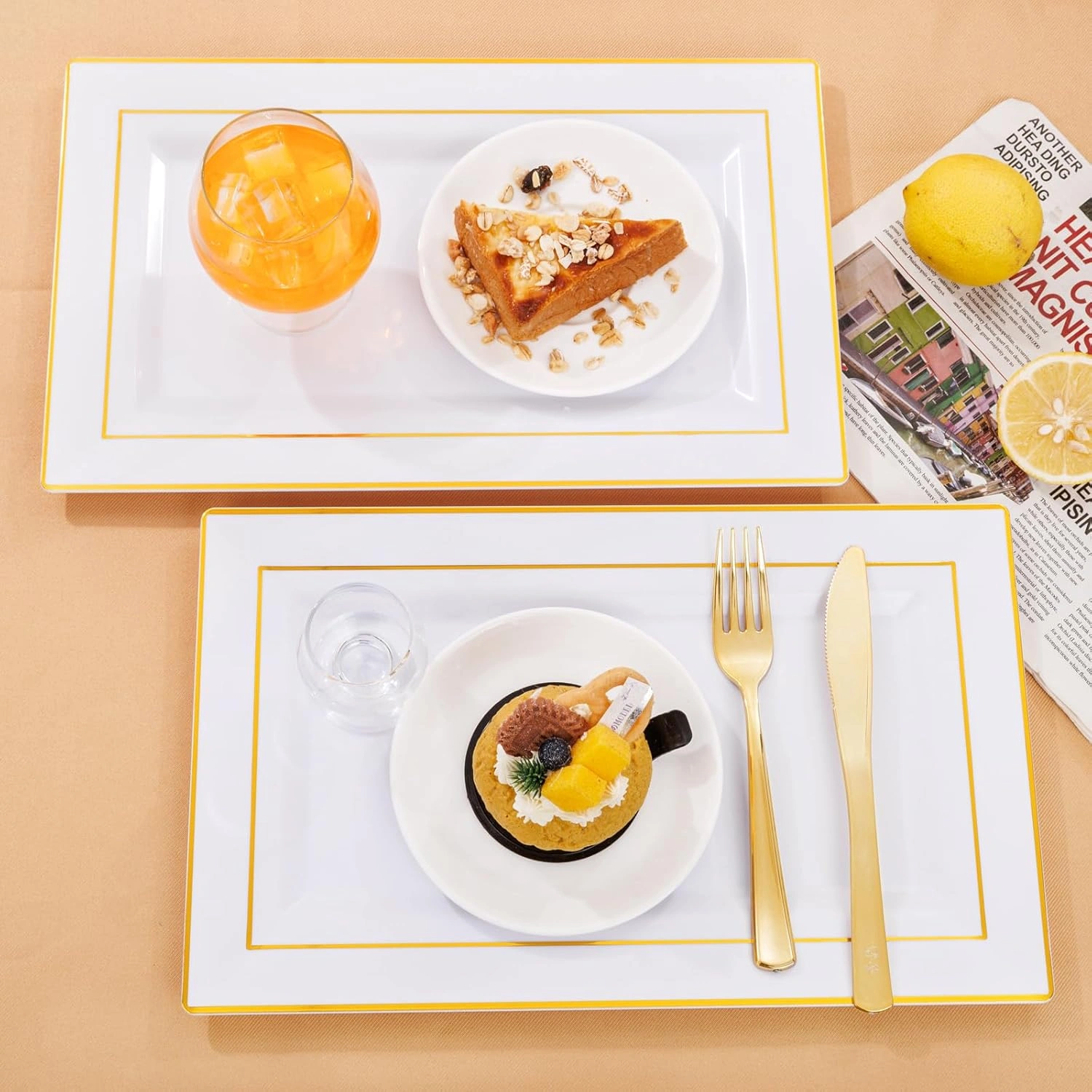 White Gold Plastic Serving Tray — view 12