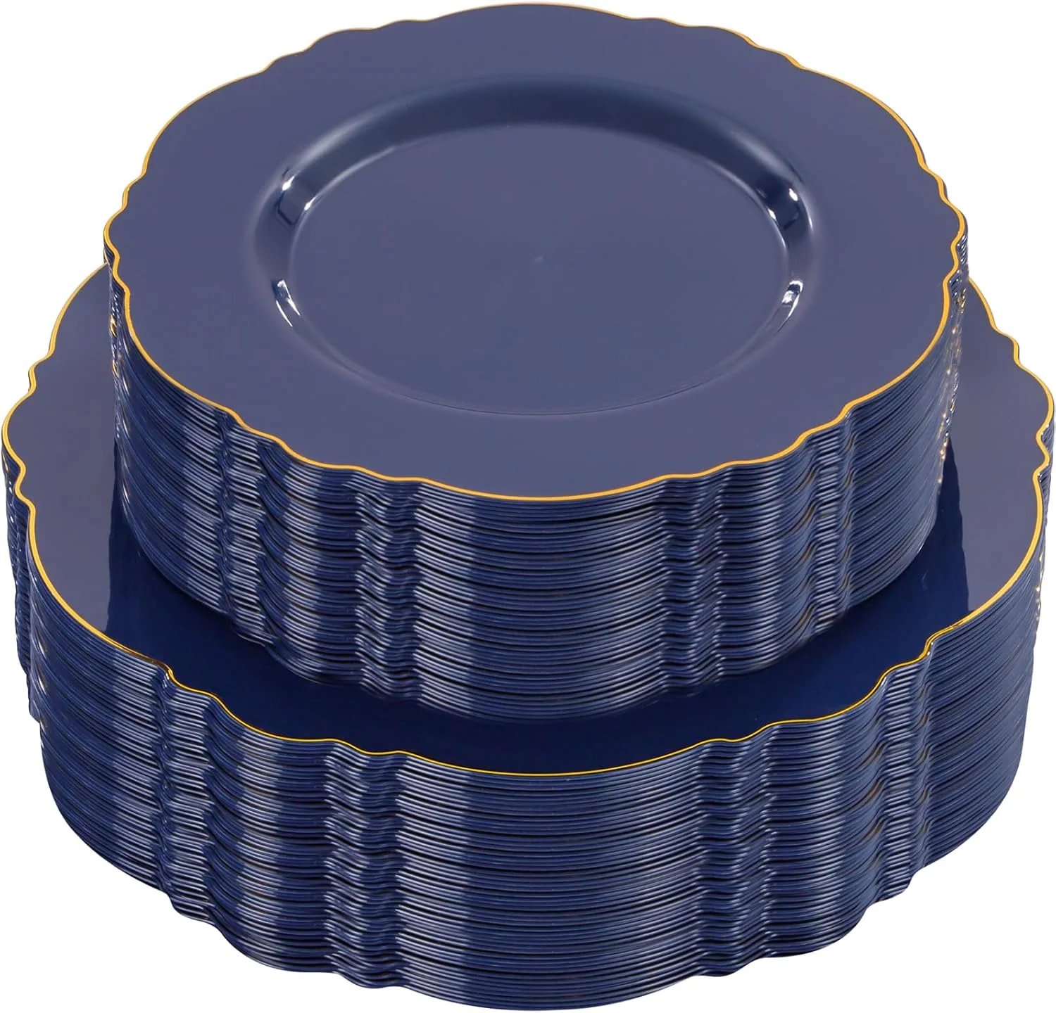 Blue And Gold Baroque Plastic Plates (100 Pieces) — view 9