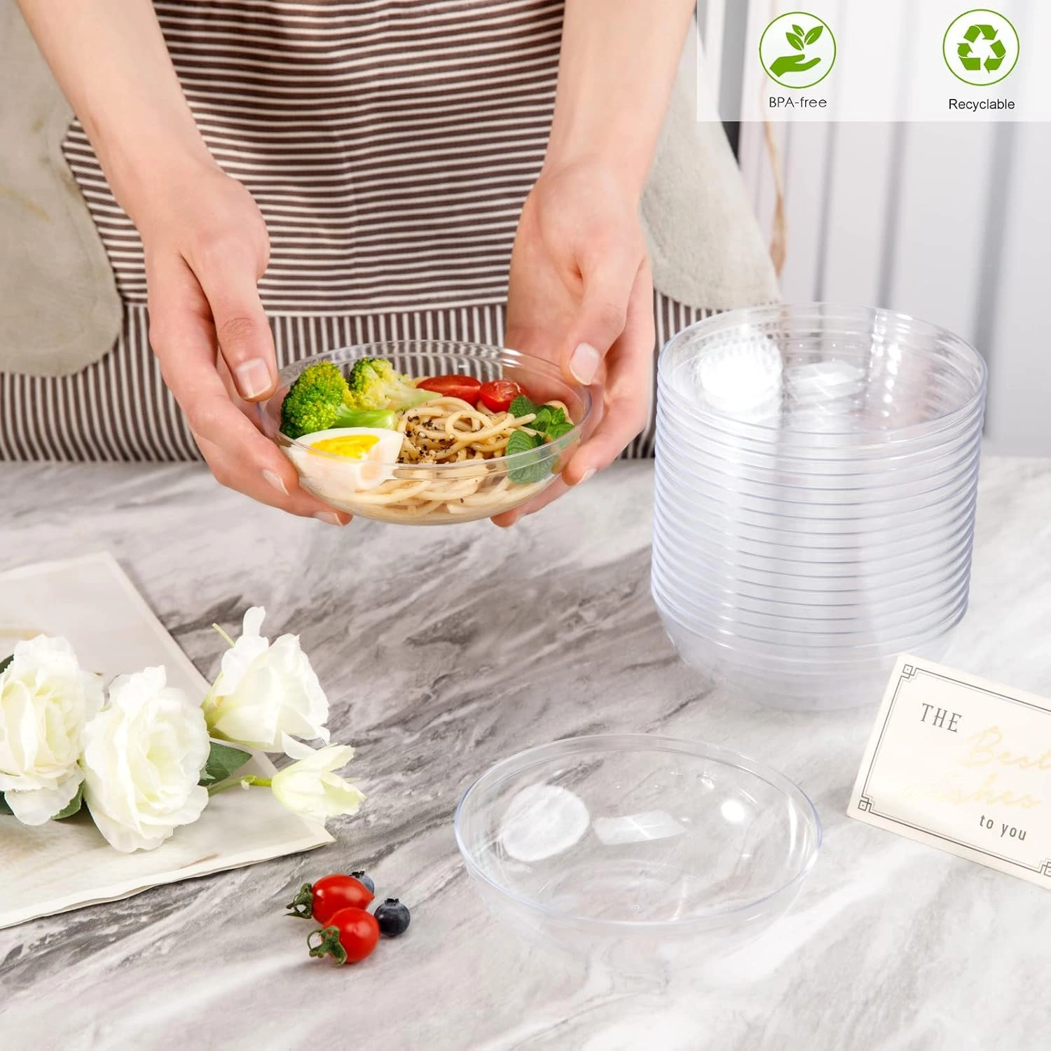 Clear 10oz Plastic Bowls-Disposable Plastic Bowls- Premium Heavy Duty Salsa Bowls for Wedding &Parties — view 13