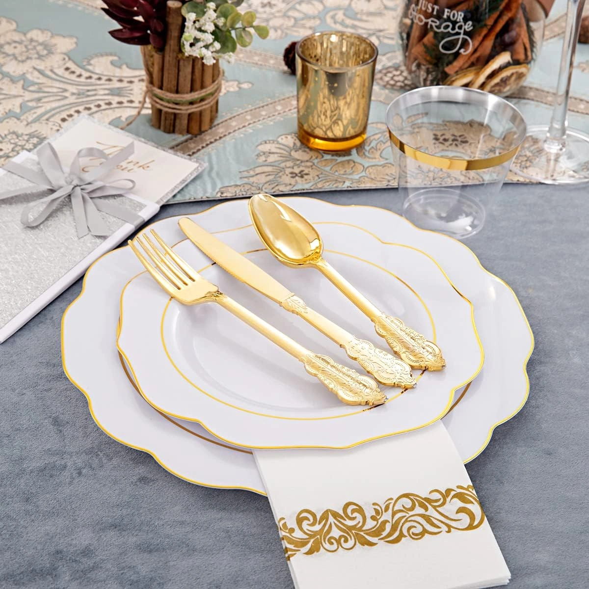 Gold NOCCUR Plates with Disposable Silverware — view 11