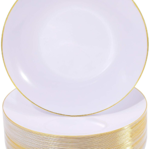 White And Gold Plastic Plates — view 10