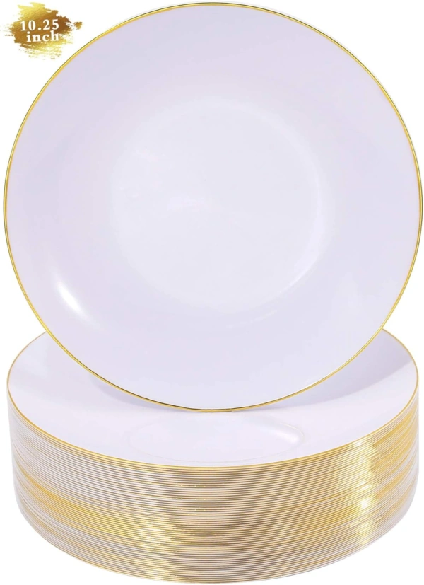 White And Gold Plastic Plates — view 10