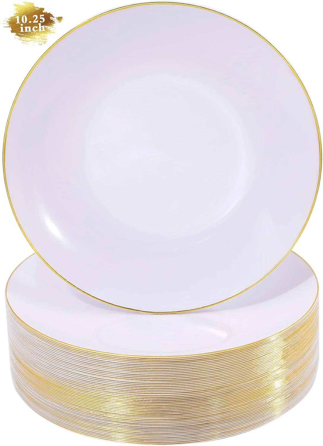 White And Gold Plastic Plates — view 10