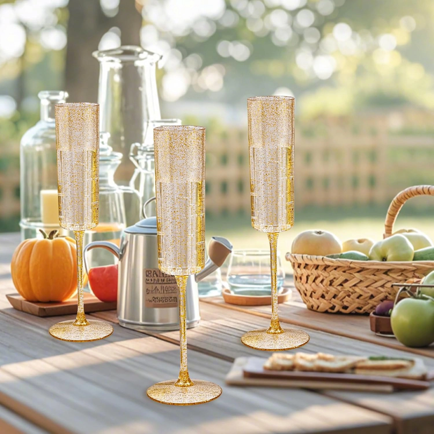 Gold Glitter YOUBET Champagne Flutes Plastic — view 15