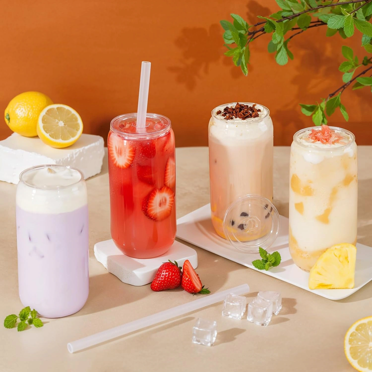 Clear Can Shaped Cups with Lids & Straws (16 oz, 20 Pack) — view 16