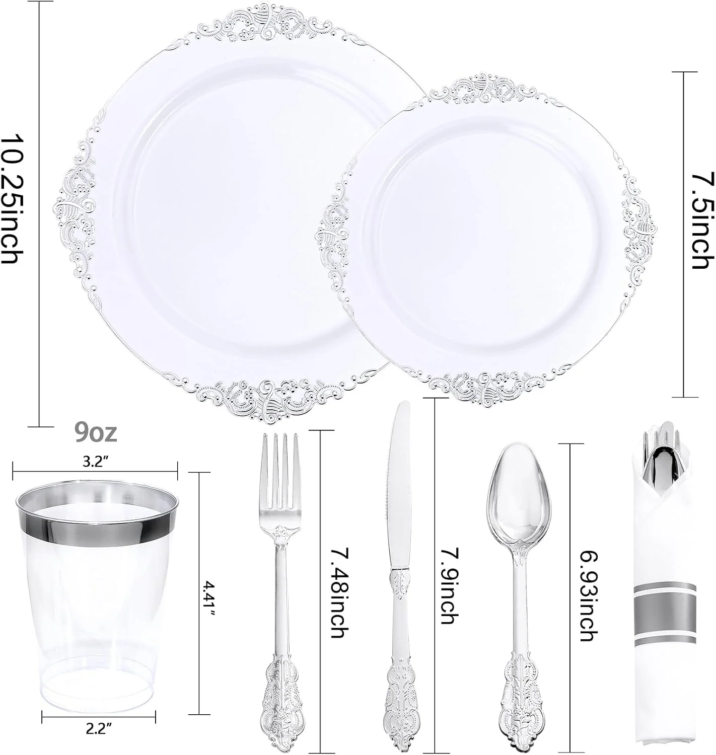 Silver & Gold Dinnerware Set for 50 Guests — view 13