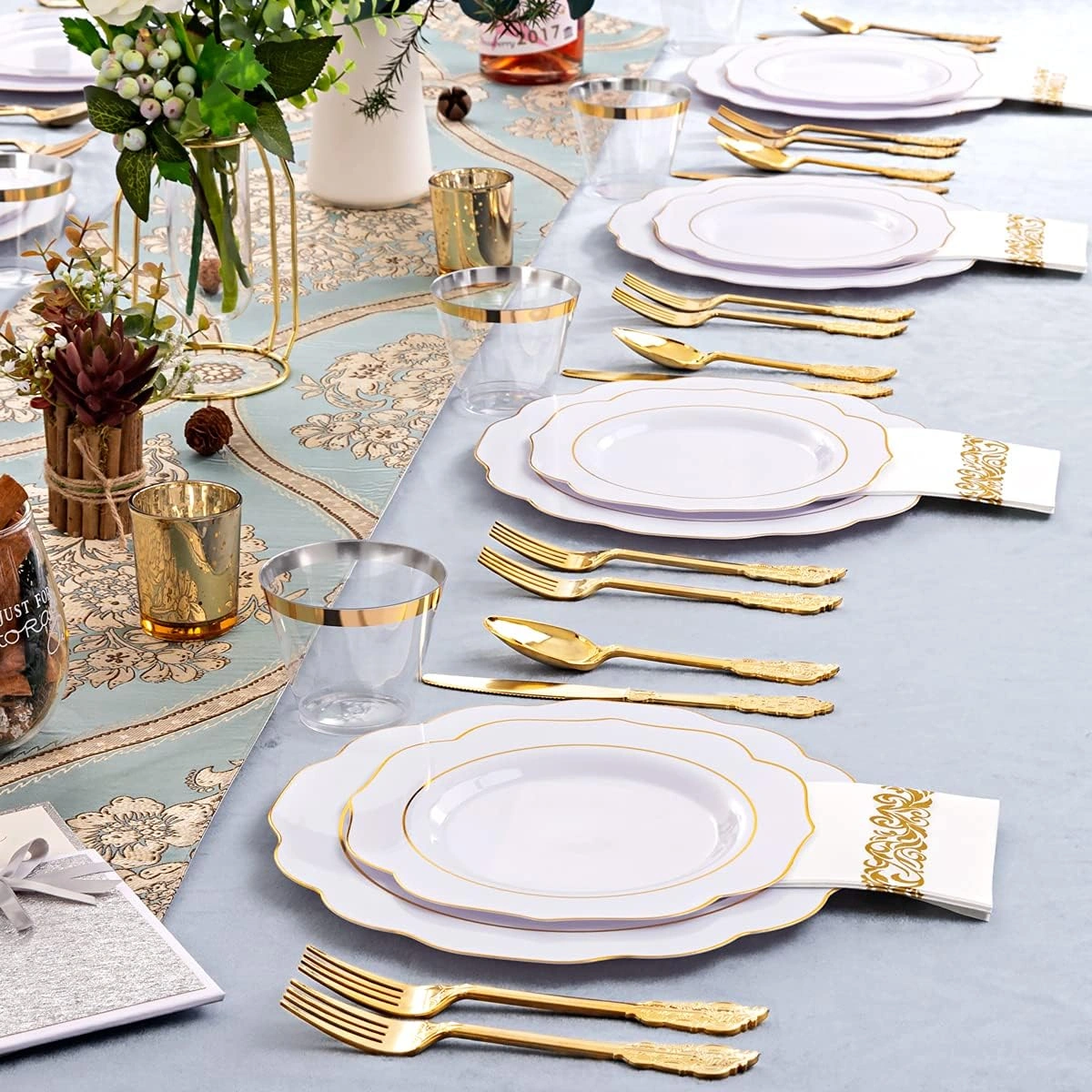 Gold NOCCUR Plates with Disposable Silverware — view 13