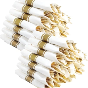 Gold Fancy Pre Rolled Plastic Silverware Sets — view 11