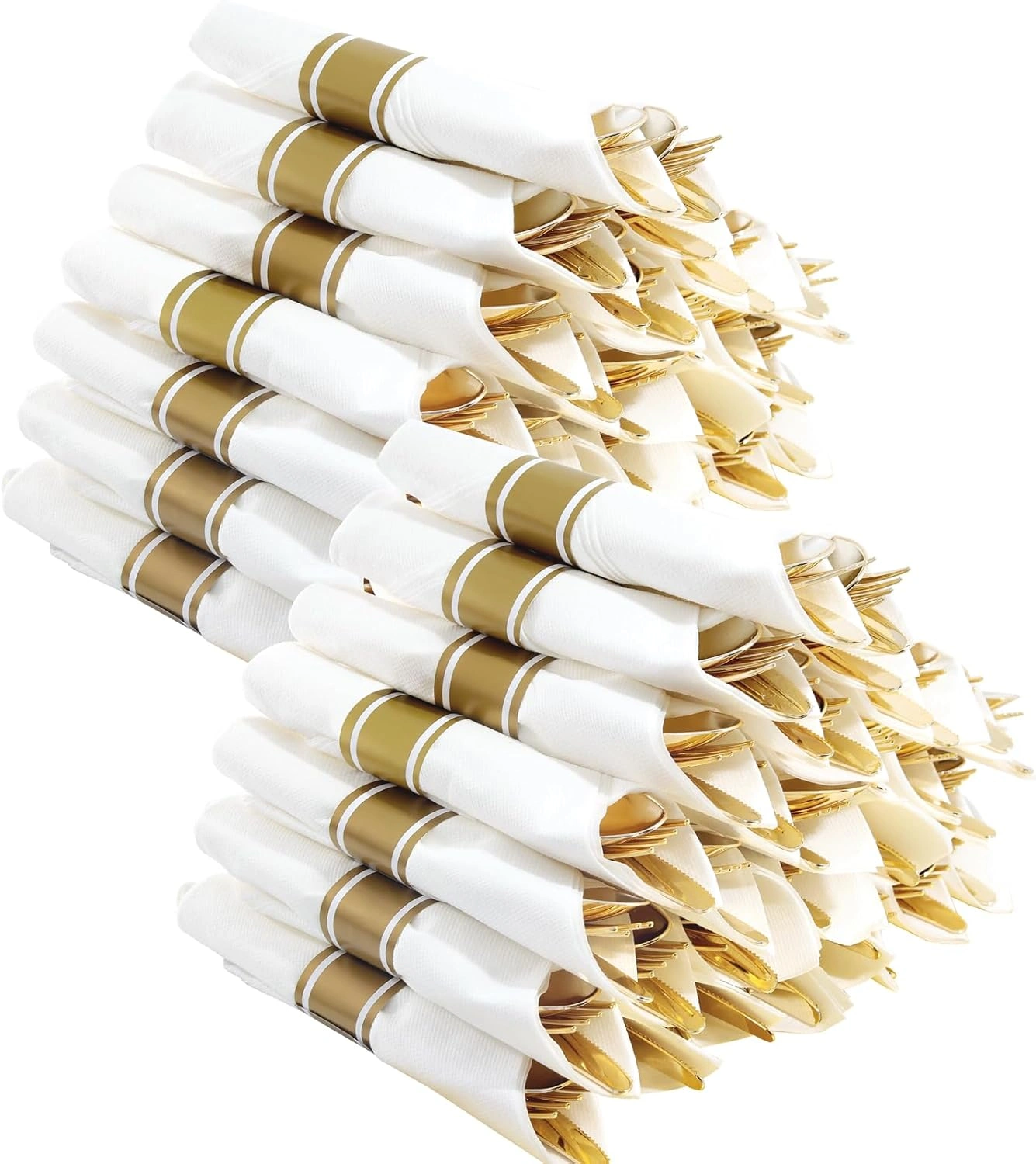 Gold Fancy Pre Rolled Plastic Silverware Sets — view 11