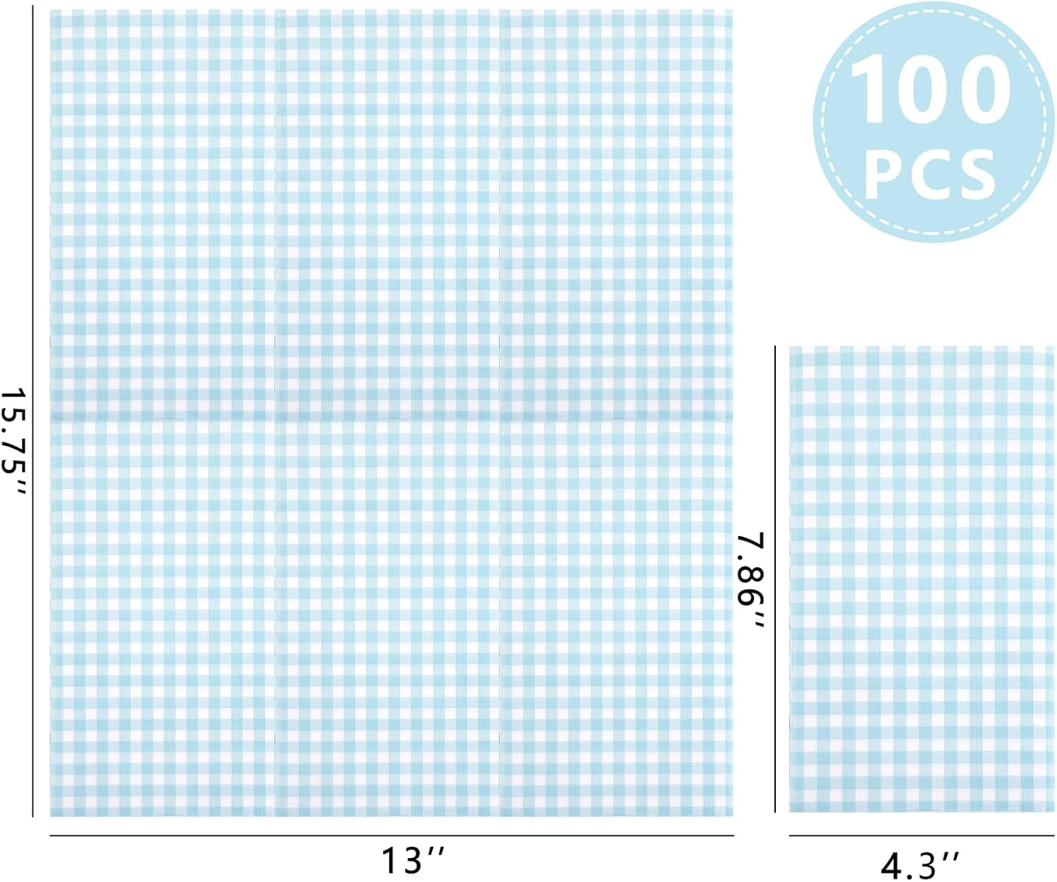 Baby Blue Gingham Paper Napkins — view 11