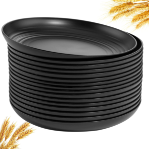 Black Wheat Straw Plates,Deep Dinner Plastic Plates,Reusable Plates,10 inch Unbreakable Plates Set,Lightweight Microwave Dishwasher Safe,Plastic Plates for Picninc,Camping, RC366-1 — view 11