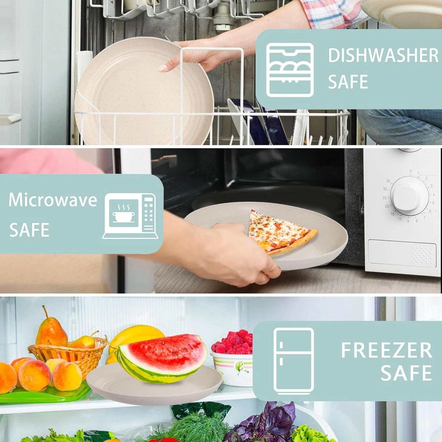 Four Color Wheat Straw Plates,Deep Dinner Plastic Plates,Reusable Plates,10 inch Unbreakable Plates Set,Lightweight Microwave Dishwasher Safe,Plastic Plates for Picninc,Camping, RC366-1 — view 15