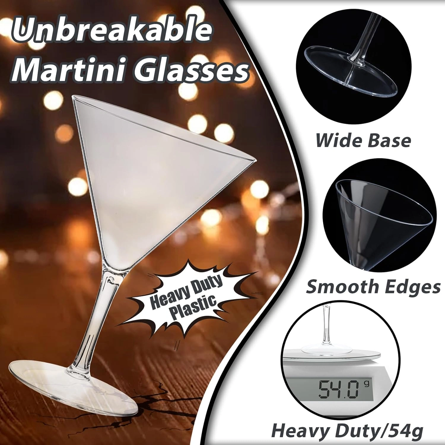 Clear Liacere Martini Glasses Set of 6-11 oz Plastic Martini Cocktail Glasses with Stem-Reusable Cocktail Glasses for Bar,Margarita,Whiskey,Gin,Tequila,BPA-Free — view 11