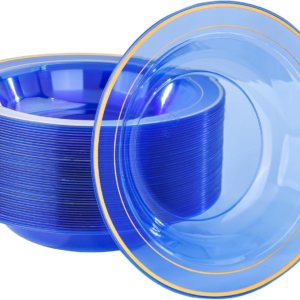 Blue Plastic Bowls with Gold Rim — view 11