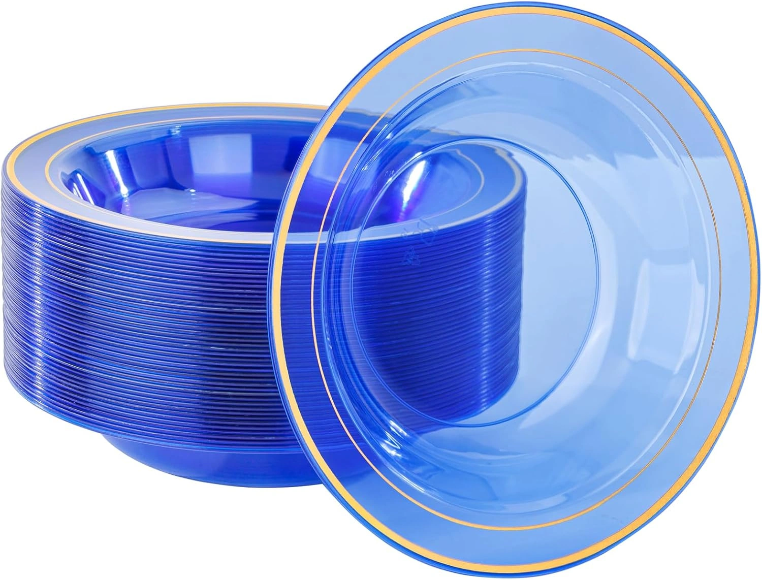 Blue Plastic Bowls with Gold Rim — view 11
