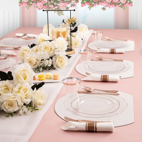 Clear Rose Gold NOCCUR Plates with Disposable Silverware — view 13
