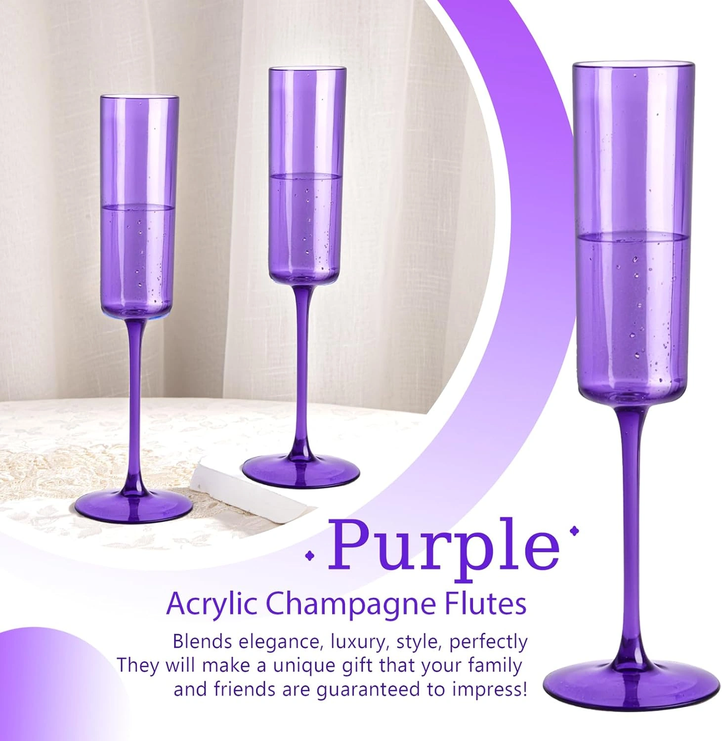 Purple YOUBET Champagne Flutes Plastic — view 16