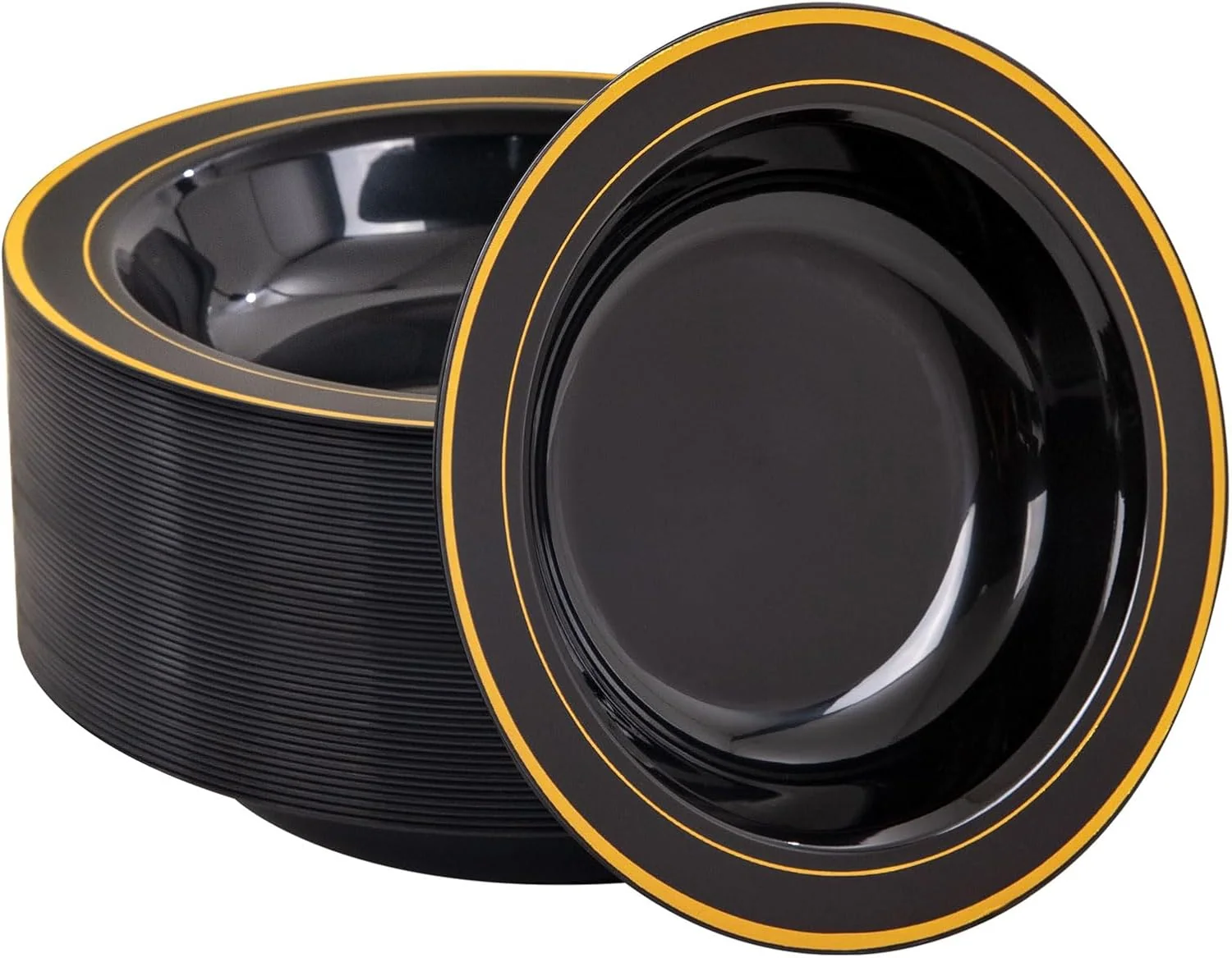 Black Plastic Bowls with Gold Rim — view 11
