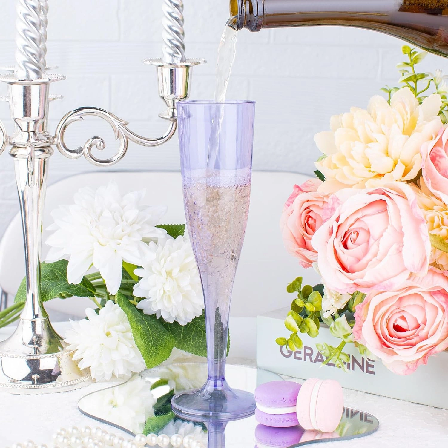 Clear Purple Plastic Champagne Flutes — view 11