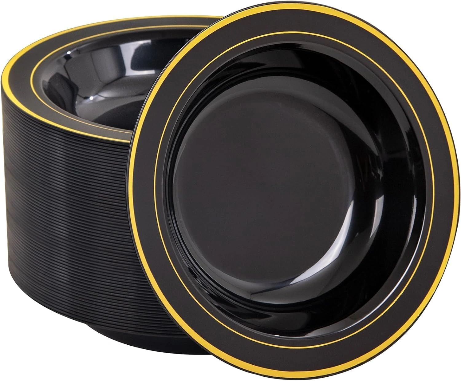 Black And Gold 10oz Plastic Bowls-Disposable Plastic Bowls- Premium Heavy Duty Salsa Bowls for Wedding &Parties — view 9