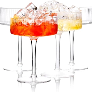 Vintage Ribbed Martini Classic Coupe Glasses, Elegant Design (10 oz) — view 11
