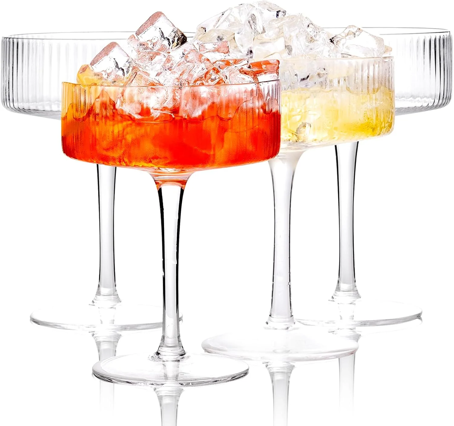 Vintage Ribbed Martini Classic Coupe Glasses, Elegant Design (10 oz) — view 11