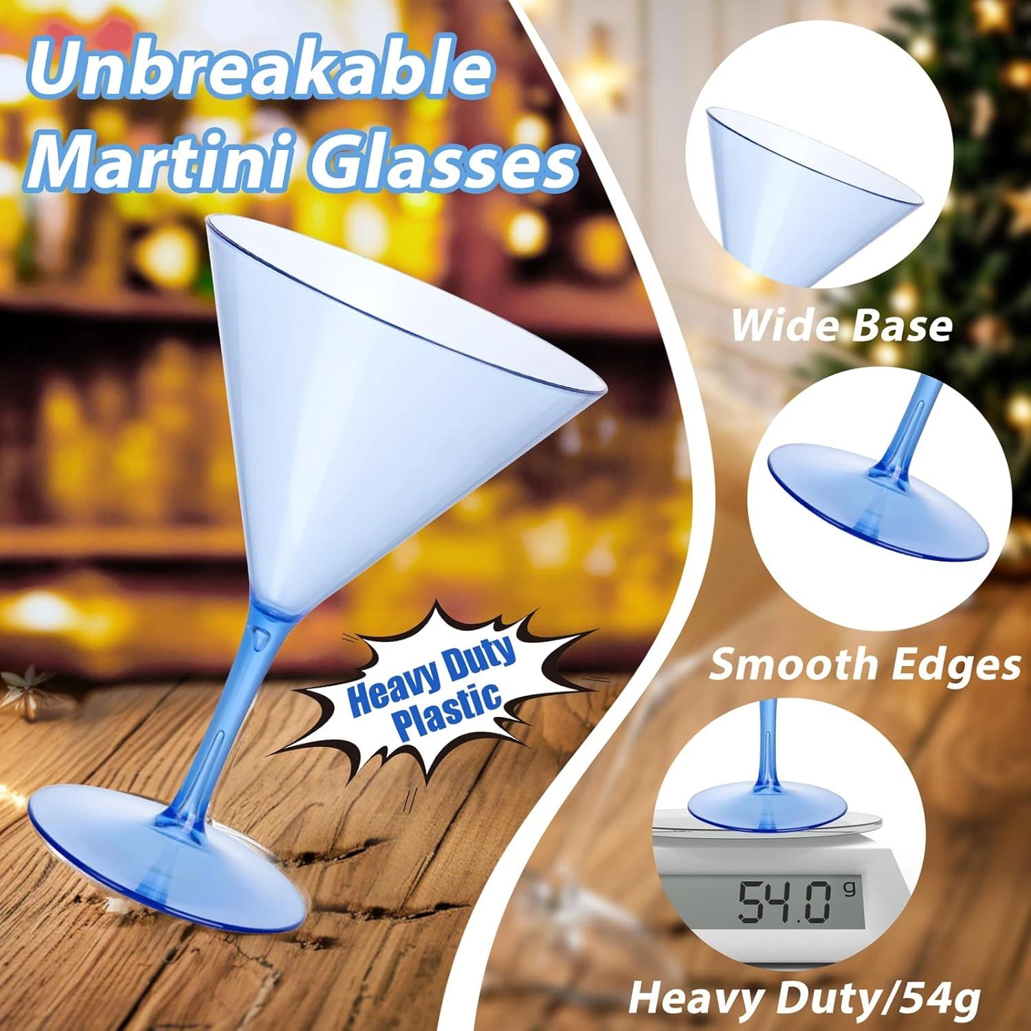 Blue Liacere Martini Glasses Set of 6-11 oz Plastic Martini Cocktail Glasses with Stem-Reusable Cocktail Glasses for Bar,Margarita,Whiskey,Gin,Tequila,BPA-Free — view 11