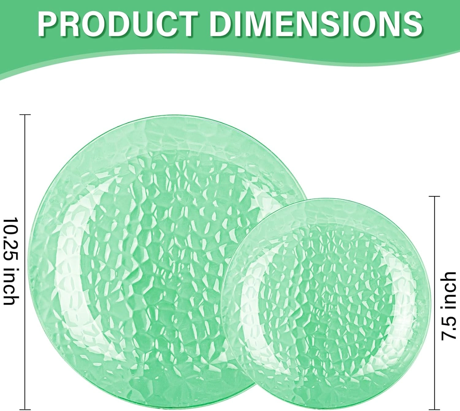Clear Green Plastic Plates,Disposable Plates With Rim,Heavy-duty Plates,Hammered Party Plates Include 30Clear Dessert-Platos,30Dinner-Platos for Wedding, Party (100 Pieces) — view 11