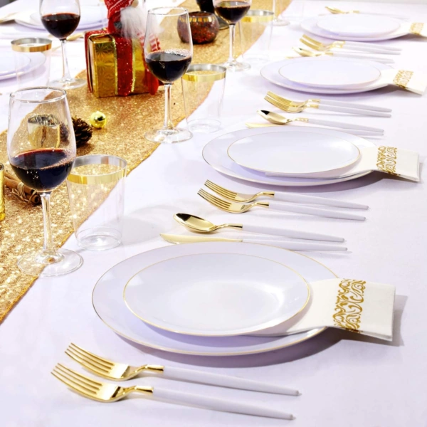 White And Gold Plastic Plates — view 15