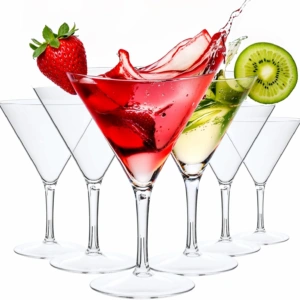 Clear Liacere Martini Glasses Set of 6-11 oz Plastic Martini Cocktail Glasses with Stem-Reusable Cocktail Glasses for Bar,Margarita,Whiskey,Gin,Tequila,BPA-Free — view 8