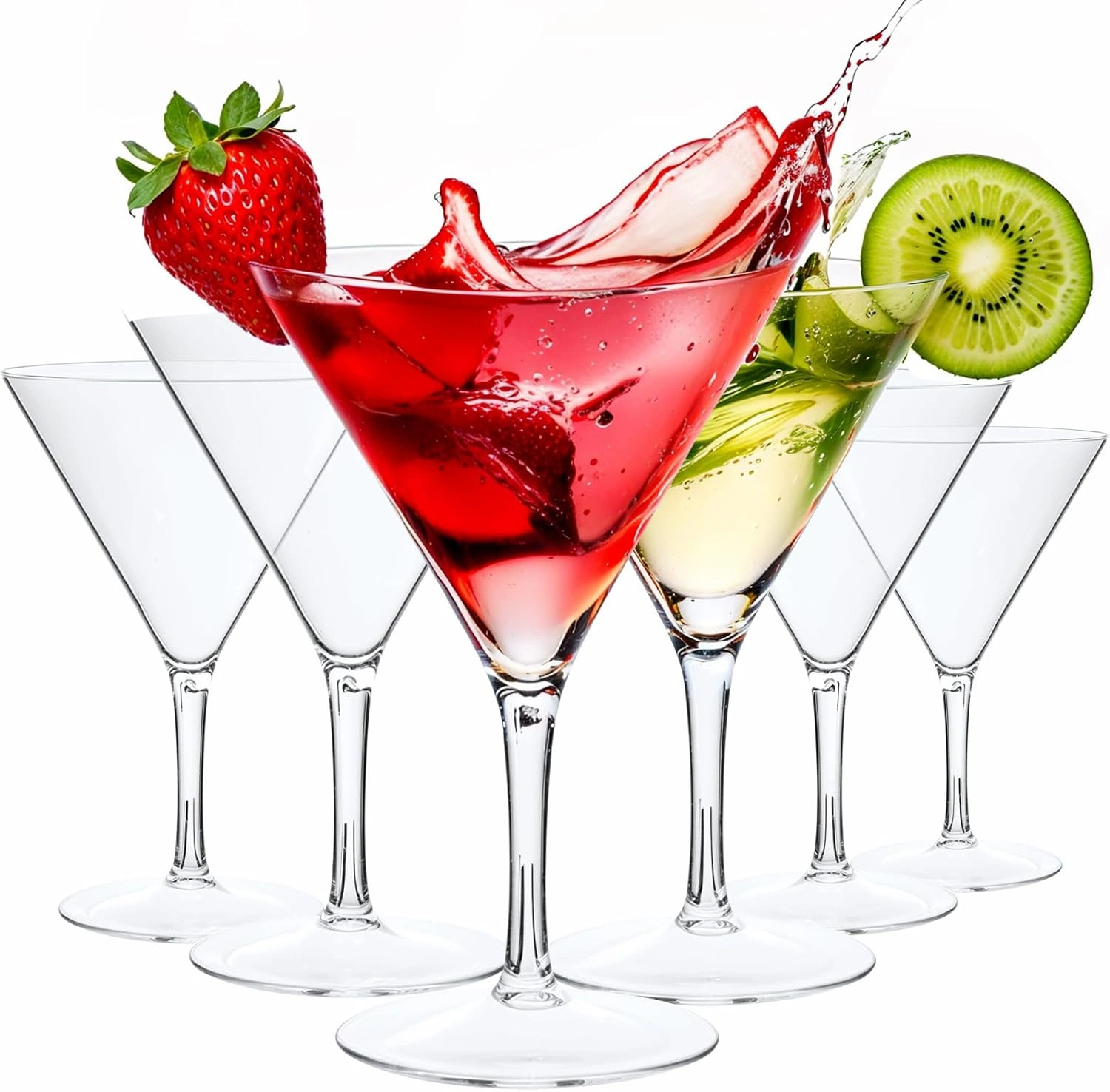 Clear Liacere Martini Glasses Set of 6-11 oz Plastic Martini Cocktail Glasses with Stem-Reusable Cocktail Glasses for Bar,Margarita,Whiskey,Gin,Tequila,BPA-Free — view 8