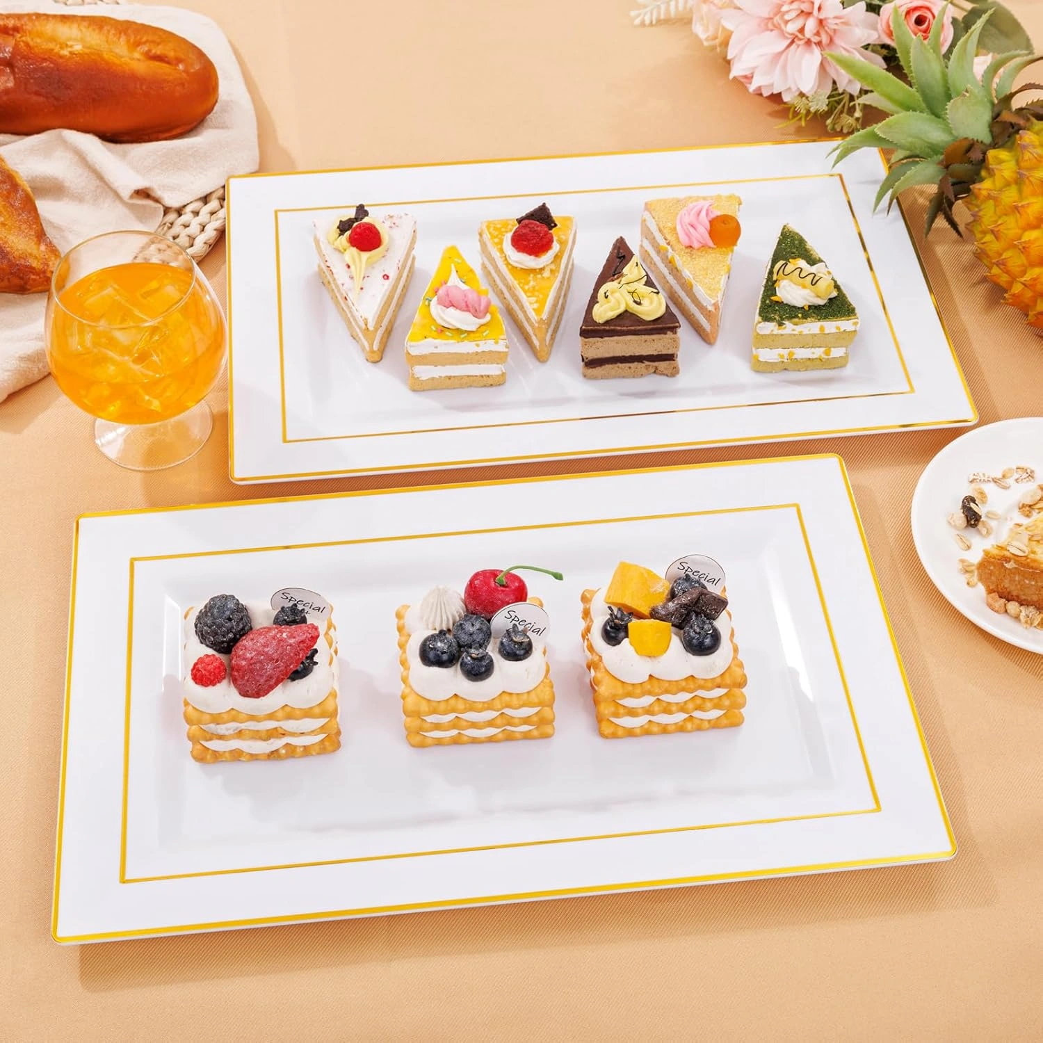 White Gold Plastic Serving Tray — view 14