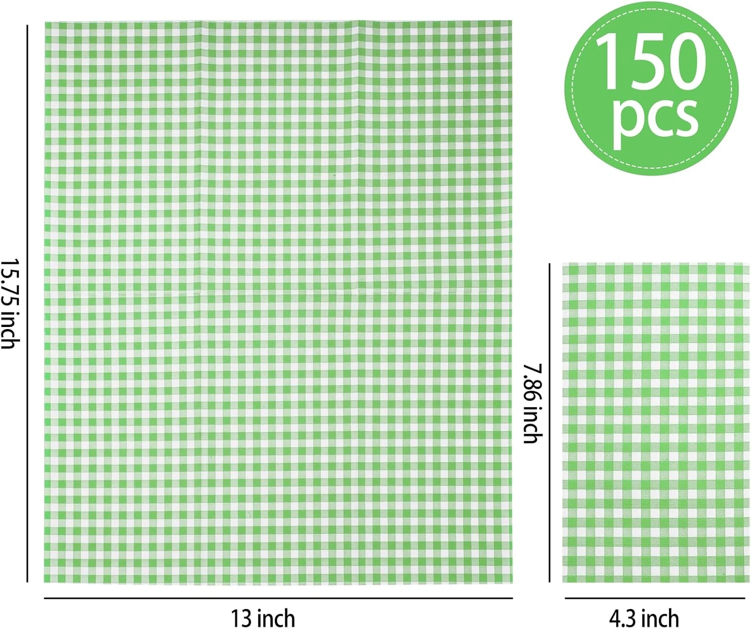 Green Gingham Paper Napkins — view 12