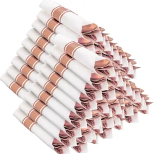 Rose Gold Classic Pre Rolled Plastic Silverware Sets — view 11