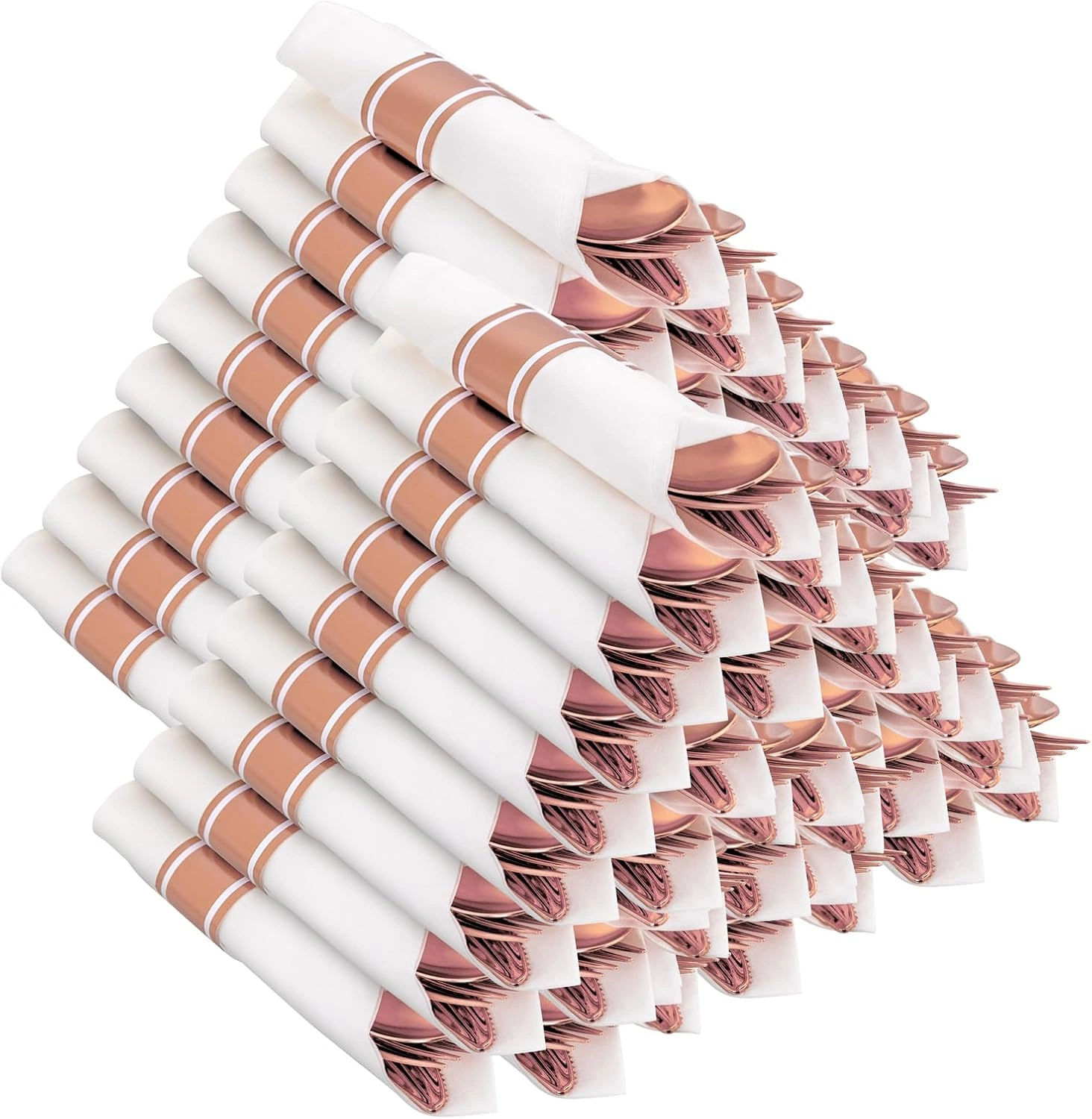 Rose Gold Classic Pre Rolled Plastic Silverware Sets — view 11