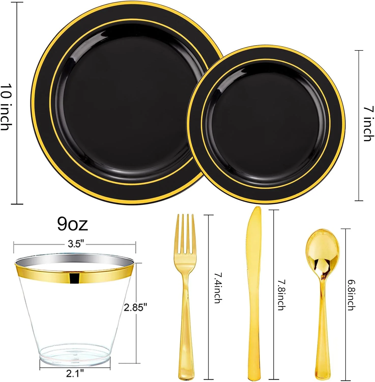 Black & Gold Deluxe Disposable Dinnerware Set — view 11