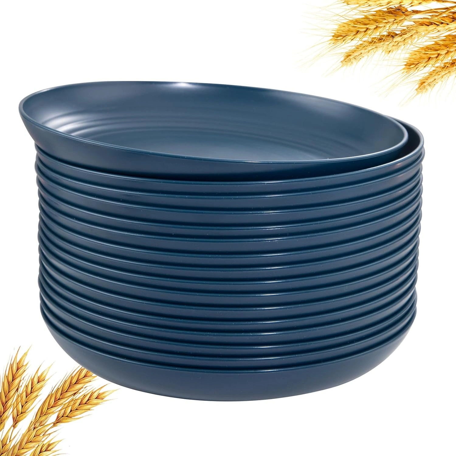 Dark Blue Wheat Straw Plates,Deep Dinner Plastic Plates,Reusable Plates,10 inch Unbreakable Plates Set,Lightweight Microwave Dishwasher Safe,Plastic Plates for Picninc,Camping, RC366-1 — view 11