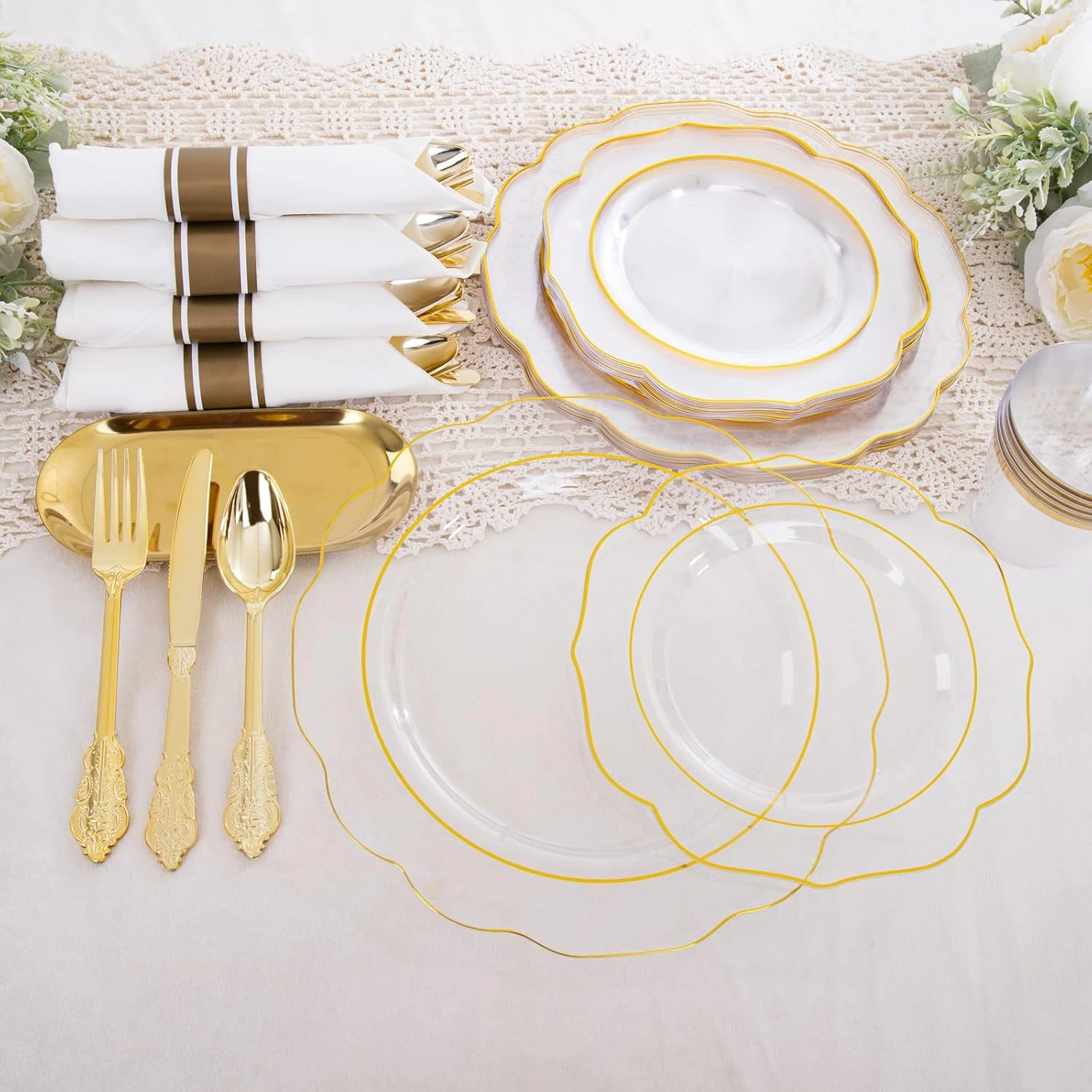 Clear Gold NOCCUR Plates with Disposable Silverware — view 11