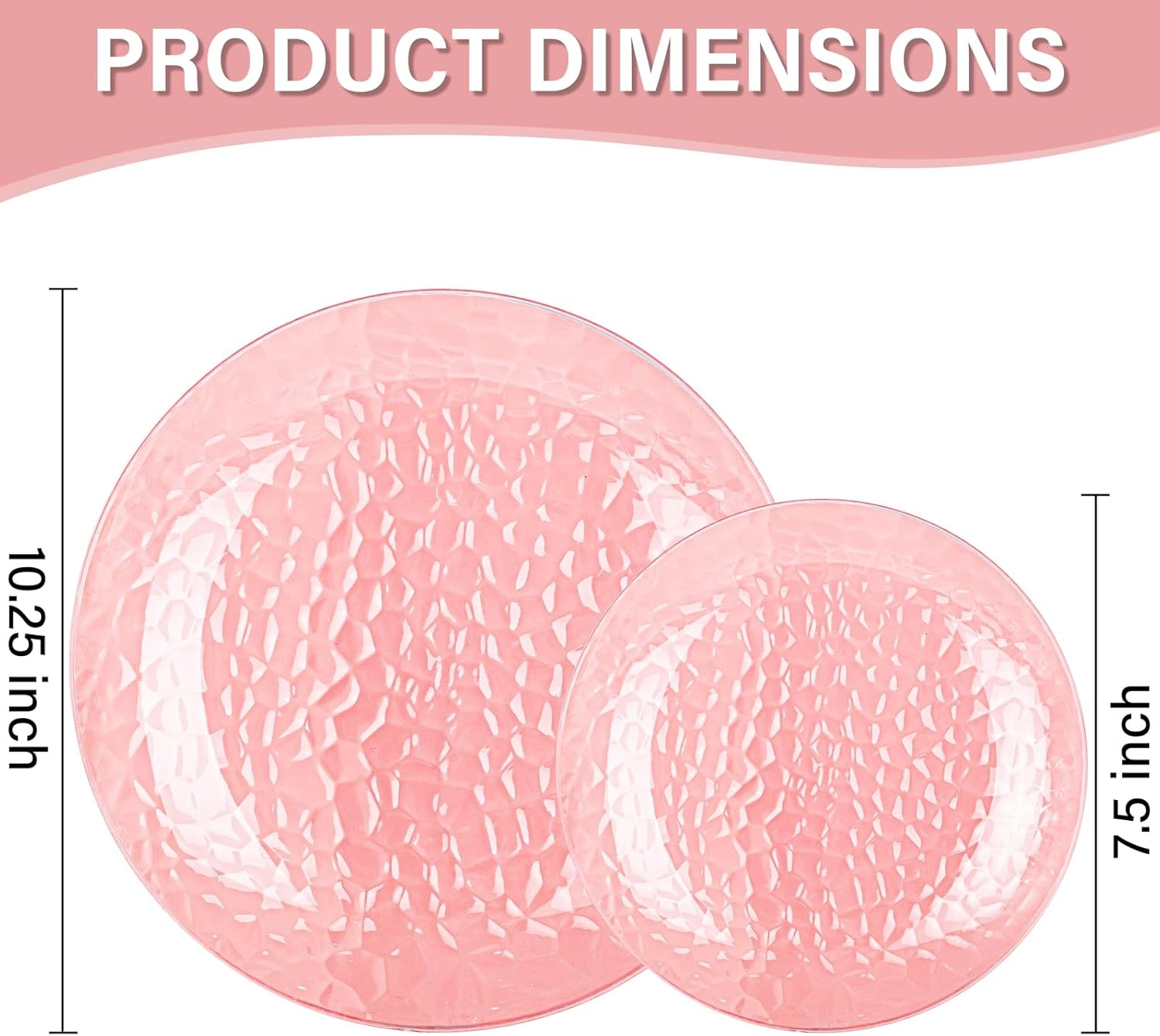 Clear Pink Plastic Plates,Disposable Plates With Rim,Heavy-duty Plates,Hammered Party Plates Include 30Clear Dessert-Platos,30Dinner-Platos for Wedding, Party (100 Pieces) — view 11