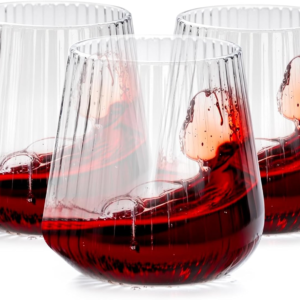 Reusable Plastic Wine Glasses, 30-Pack, Ribbed Design (14 oz, 30 Pack) — view 11