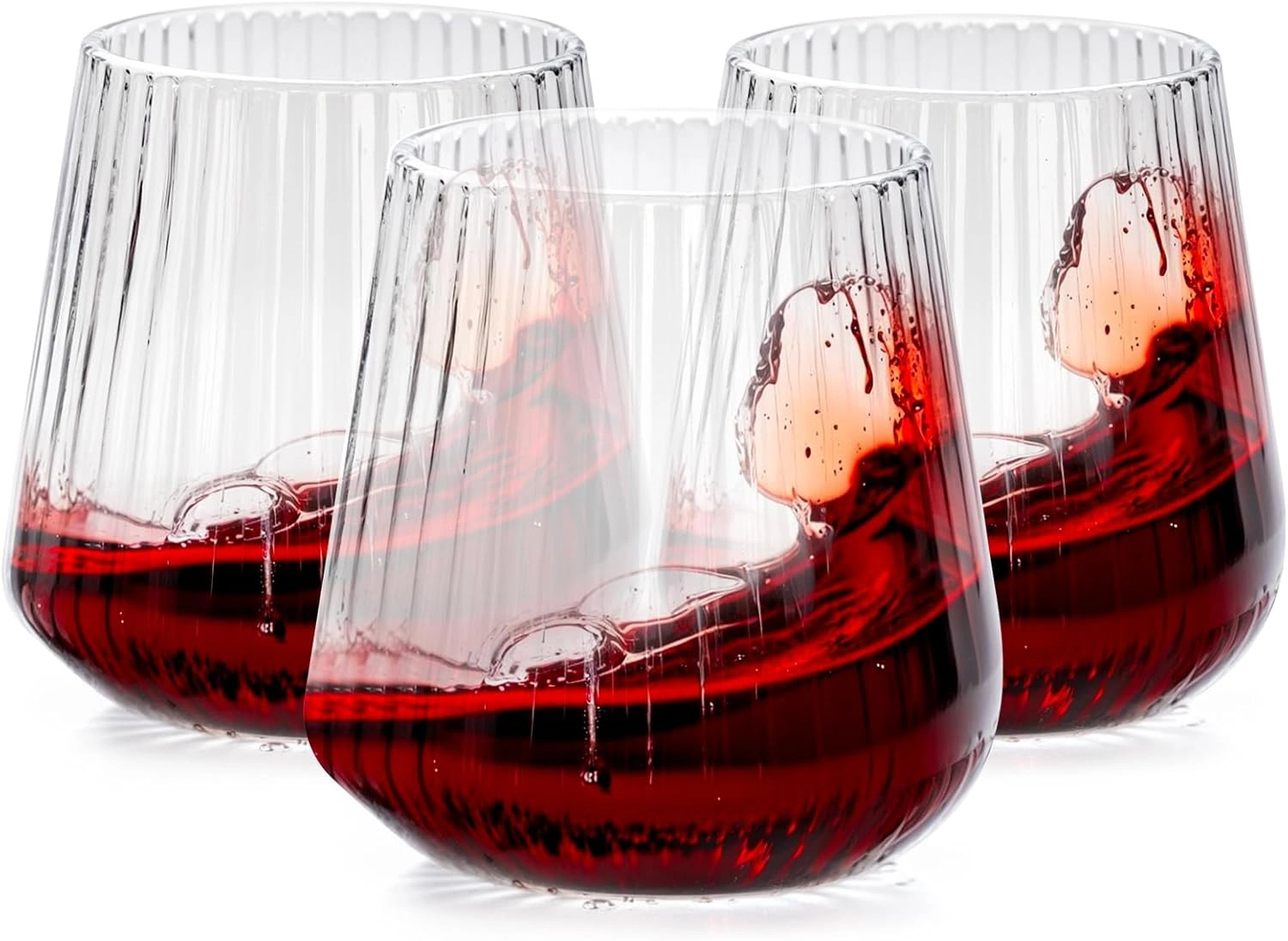 Reusable Plastic Wine Glasses, 30-Pack, Ribbed Design (14 oz, 30 Pack) — view 11