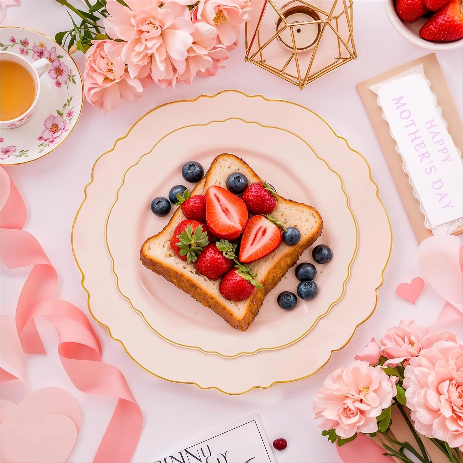 Pink And Gold Baroque Plastic Plates (100 Pieces) — view 12
