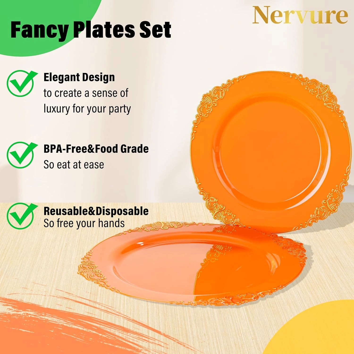 Orange & Gold Dinnerware Set for 25 Guests — view 15