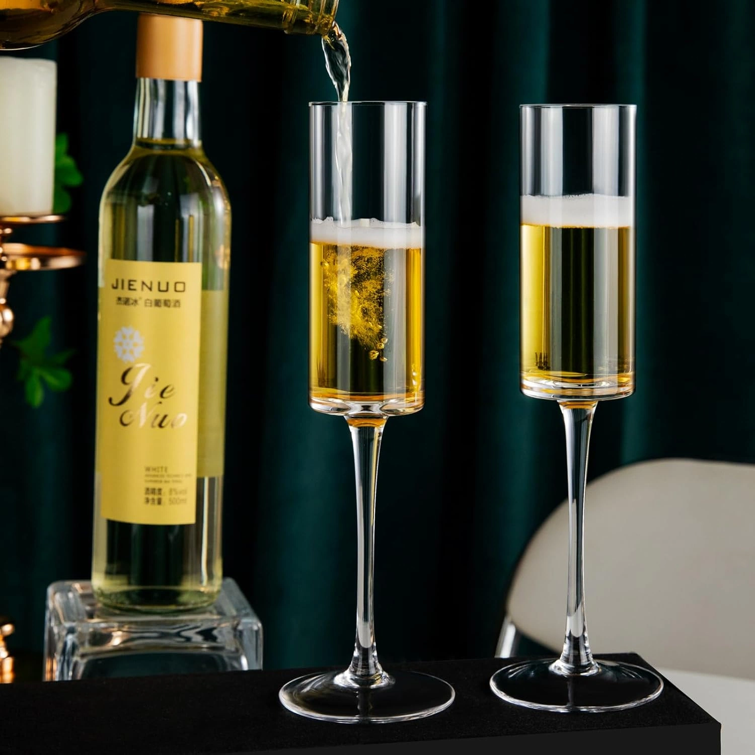 Crystal Champagne Flutes, Hand Blown (Vintage Style) (6 oz) — view 12