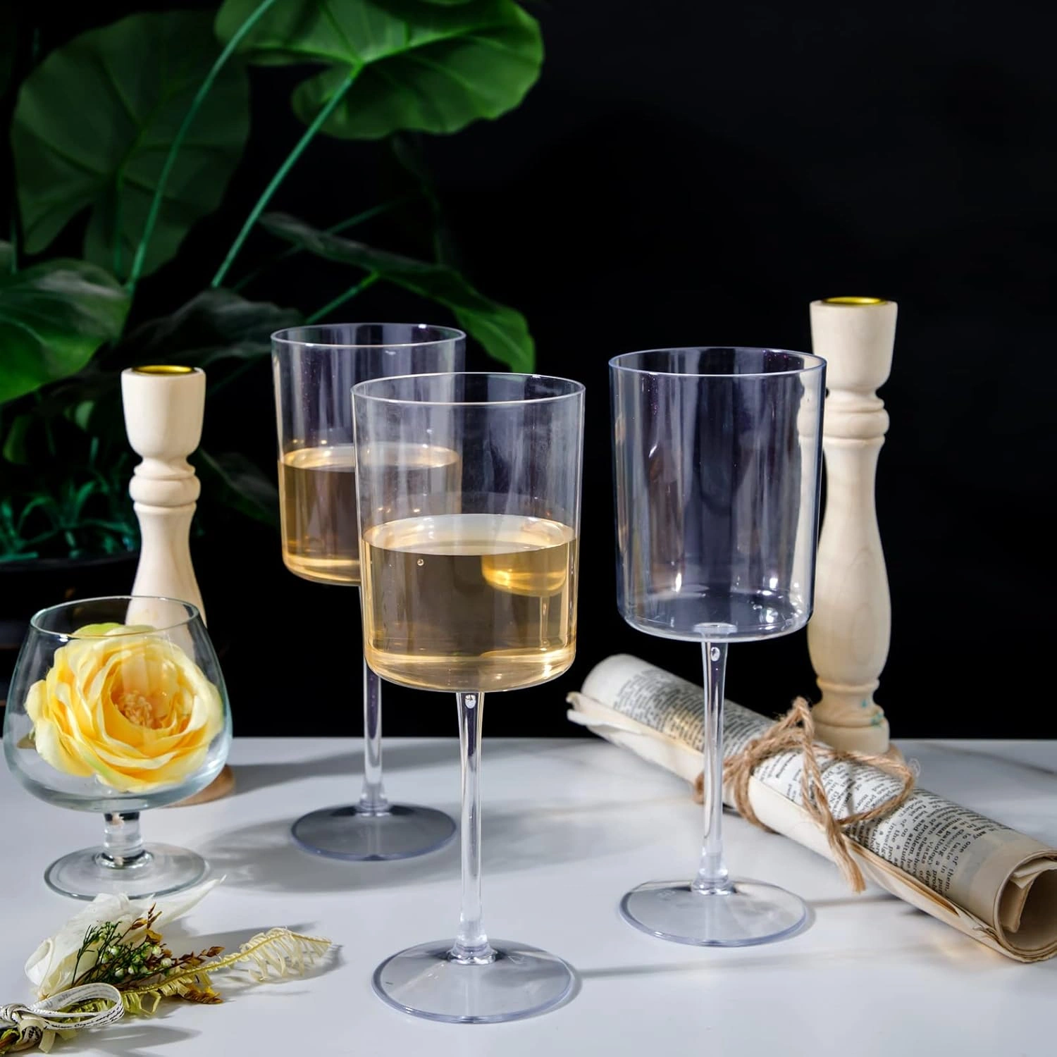 Stemmed Clear Wine Glasses, Perfect for Parties, Clear Design (10 oz) — view 16