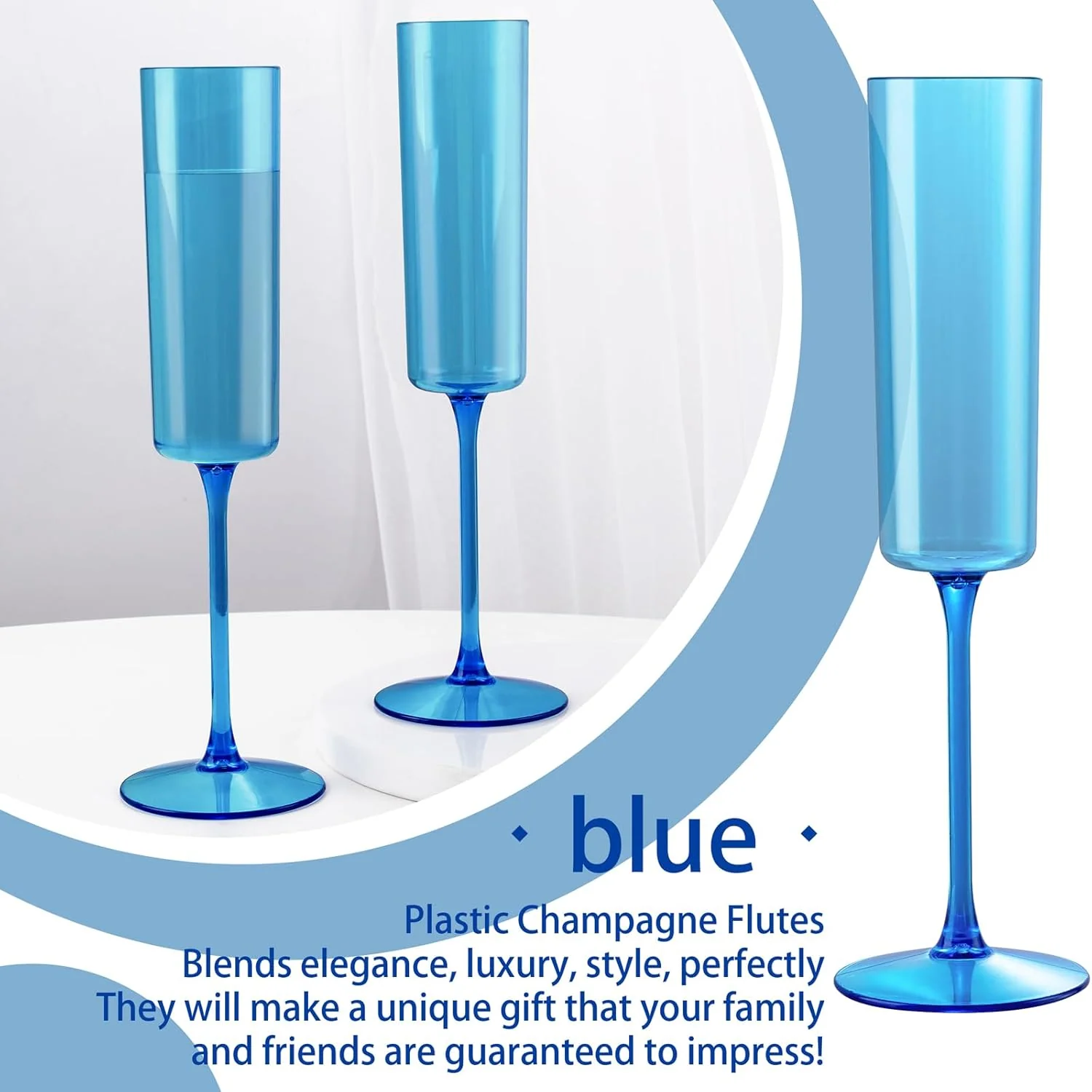 Blue YOUBET Champagne Flutes Plastic — view 16