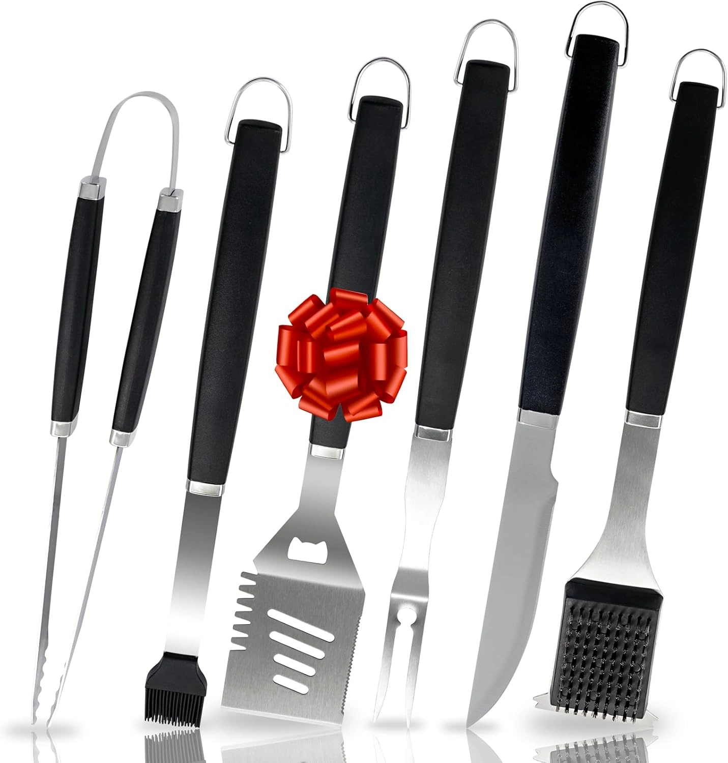 6pc Blackstone Griddle Accessories Upgraded Barbecue Presses Flat Top Grill Tools for Camp Chef Griddle Cover Salt and Pepper Shakers Grill Black Tools Set Enlarged Spatula Gift Set (6 Pieces) — view 10