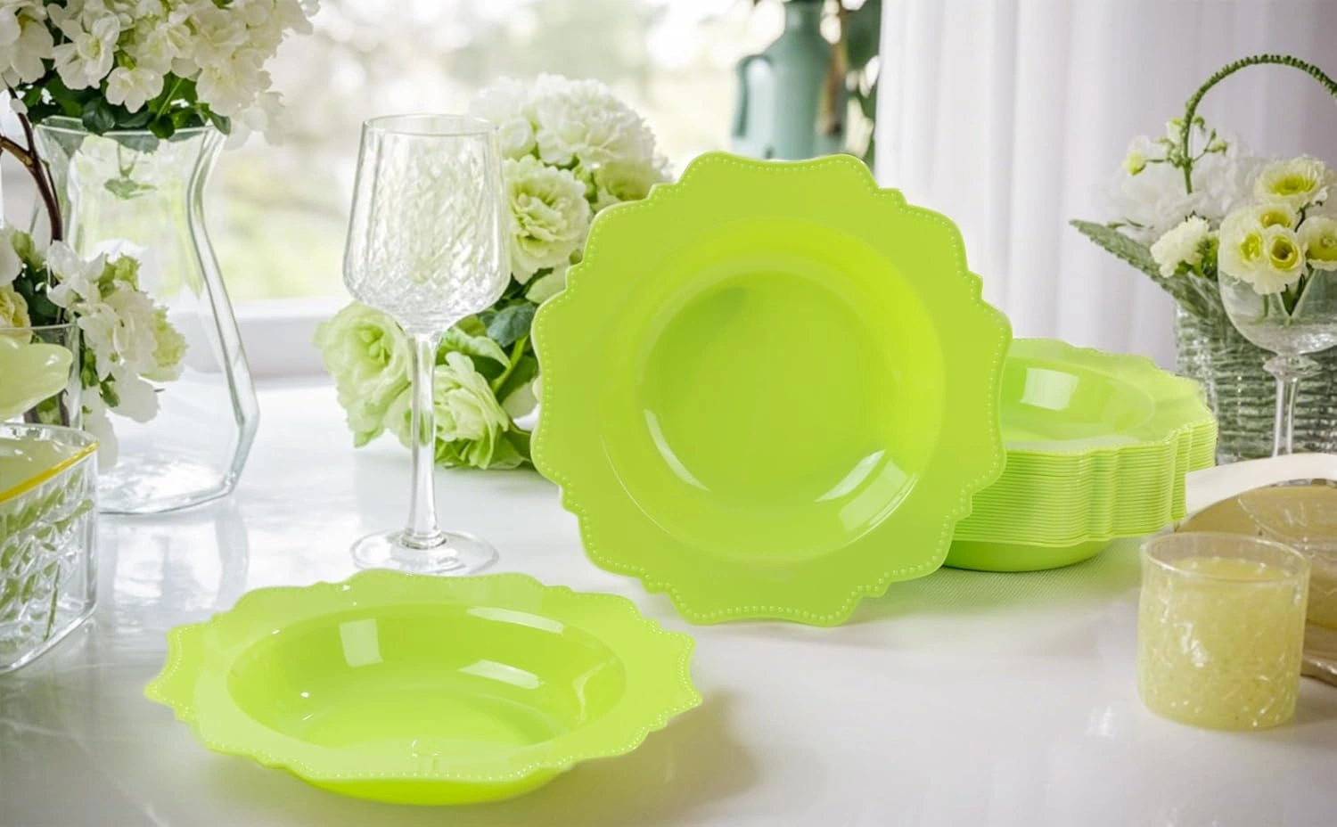 Light Green Plastic Party Bowls () 12 Oz Disposable Soup/Salad Bowl — view 12